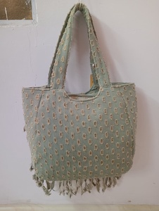 Sac fourre-tout en cuir véritable brodé fait main pour femme, style bohème, avec fermeture éclair et franges, sac à bandoulière décontracté KAMARVY - Product Image 4