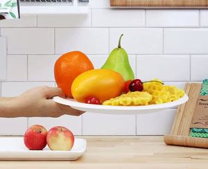 Assiettes en papier compostables, écologiques et biodégradables pour les fêtes, les dîners et les anniversaires, de 5 à 12 pouces - Product Image 4