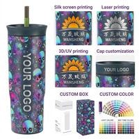 Vaso térmico de acero inoxidable de doble pared de 24 oz con diseño de dibujos animados, tapa antiderrames y pajita, ideal para regalos de Halloween para niños.