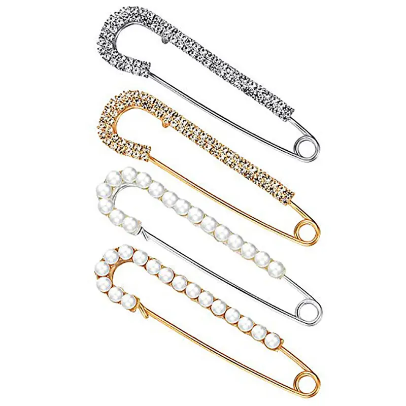 Wholesale Latest luxury Rhinestone Custom Brooches Pins High Quality Designer Fashion Jewelry Pearl Women Brooch Safety Pin
