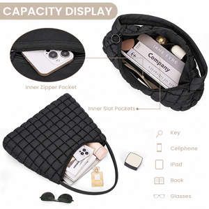Bolso Tote Acolchado Tipo Hobo para Mujer, Ligero, Resistente al Agua, con Cierre, para Uso Diario - Product Image 4