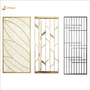 EX1045 Modern Laser Cut Foldable Stainless Steel Partition <b>Wall</b> Divider Gold Finish Bespoke MultiFunctional Room Partition - Product Image 2