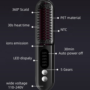 Rechargeable Cordless Hot Comb Hair Straightener <b>Brush</b> - Product Image 4