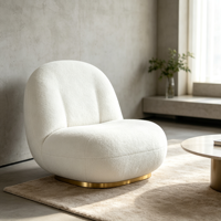 Fauteuil d'appoint de luxe moderne en tissu Sherpa au design élégant, pivotant et rotatif, pour salon, bureau à domicile