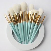 Meilleures ventes - Ensemble de 12 pinceaux de maquillage professionnels de luxe en bois pour femmes, poils de chèvre de qualité supérieure, personnalisables