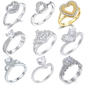 Fábrica de Joyería Personalizada, Anillos de Plata de Ley 925 con Baño de Rodio, con Circonita Cúbica en Forma de Corazón Romántico para Mujer, Joyería Fina - Product Image 2