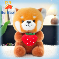 Peluche de haute qualité avec logo personnalisé, en forme de raton laveur, tenant une fraise, en stock pour les enfants