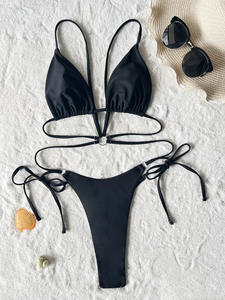 WG Just arrivi Sexy costume intero da bagno da donna Bikini a fascia S-XL con decorazione ritagliata senza schienale perizoma e modello di stampa - Product Image 3