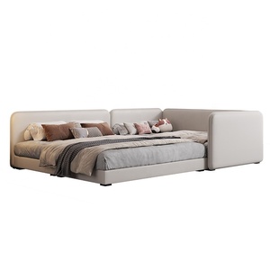 Lit superposé modulaire moderne pour bébé et enfant avec revêtement en cuir, garde-corps rembourré doux et extension tatami élargie - Product Image 6