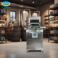 Machine intégrée mobile de remplissage et de sertissage de bière artisanale, compacte (1 m²), pour bouteilles en plastique, destinée aux nano-brasseries et à la production pilote