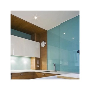 Cuisine ouverte design, structure solide, panneau mural en verre trempé laqué, feuille de verre peinte - Product Image 1