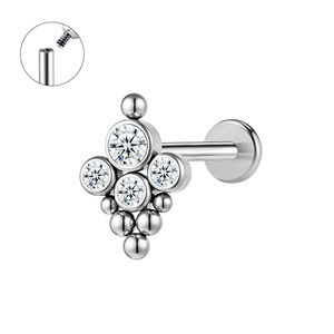 <span class=keywords><strong>Orecchini</strong></span> <span class=keywords><strong>Piercing</strong></span> Labret in Oro Lucido con Zirconia per <span class=keywords><strong>Trago</strong></span>, Daith, Cartilagine - Gioielli da Festa - Product Image 5