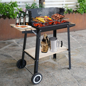 Outdoor Charcoal Barbecue Grill Adjustable Height Portable Windproof Square Stove BBQ Grills - Product Image 1