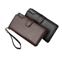 Dompet Pria Baellerry dengan Tali Pergelangan Tangan, Desain Bisnis Lipat Dua, Kantong Resleting Besar, Lapisan Poliester, Kulit PU Berkualitas Tinggi