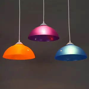 Nordic Modern gaya semi-lingkaran bentuk PVC Semi transparan akrilik liontin lampu untuk Indoor Cafe makan restoran ruang tamu