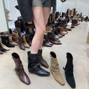 Nouvelles bottines <span class=keywords><strong>Chelsea</strong></span> pour femmes en <span class=keywords><strong>daim</strong></span>, été, tendance simple, antidérapantes, chaudes, mode, bout pointu, talon bas, personnalisation, vente en gros - Product Image 3