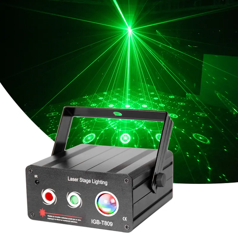 Pemasok Tiongkok Lampu Laser 48 Pola Hijau Merah Kontrol Suara Strobo Dj Dansa Klub Cahaya Laser Mini Lampu Panggung