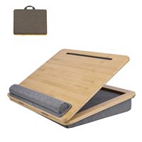 Mesa para Computadora Portátil de Bambú Premium JQ, Soporte Ajustable en Altura con Cojín para Cama, Oficina y Viajes