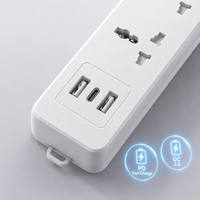 Multiprise américaine 10 prises avec interrupteur indépendant, USB, PP, 10A, 2500W, multifonction, 2 voies, IP20, blanche, durable