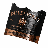 Autocollant en aluminium 3D personnalisé avec logo en relief, étiquettes pour vin/tequila/whisky/vodka, plaqué or/argent/bronze, imperméable, adhésif puissant