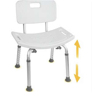 Chaise de douche réglable avec dossier amovible en alliage d'aluminium blanc 42x46x71-89cm Équipement de sécurité pour salle de bain - Product Image 1