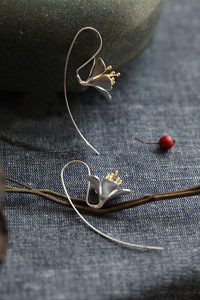 Серьги-кольца с длинными подвесками-цветами из стерлингового серебра 925 пробы, тайское производство, элегантные ювелирные изделия, бесплатная доставка - Product Image 5