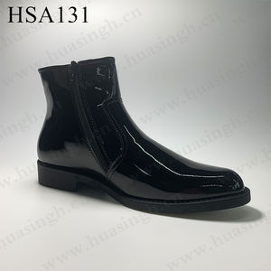 Lxg, Hoog Glas Zwart Glanzend Leer Gelegenheid Parade Kantoorschoenen Midden-Cut Kantoor Formele Schoenen Met Zijrits Hsa131 - Product Image 2