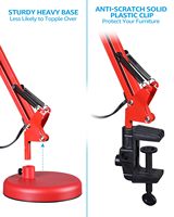 Lampe de bureau architecte réglable bras oscillant avec pince en métal robuste 3 Modes de couleur lumière de travail à intensité variable pour étude de studio de bureau