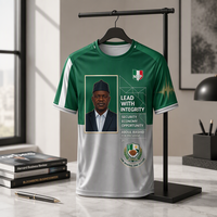 Kaos Pemilu Nigeria Murah Grosir untuk Pria, Kerah Bulat Lengan Pendek, Sablon Gambar Politik Custom