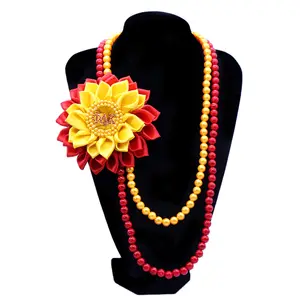 Yüksek cilalı inci ve Dainty şerit çiçek broş ile moda takı rity rity Lady kolye yunan Phi Delta Necklace kolye