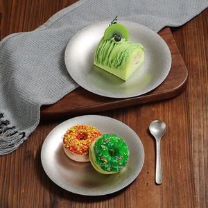 Stainless Steel Dessert Plates Solid Color 8 In Hotel Food Service - Product Image 1