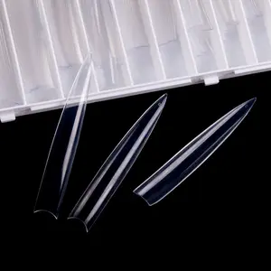 4XL Extra Long Stiletto Acrylic UV Gel French Half Full Cover Artificial Fingernails DIY Manicure Art With Long Tip For Salons