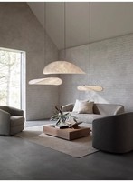 Lampes suspendues modernes nordiques en tissu à LED pour la décoration intérieure Lumière de luxe d'hôtel Maison Chambre à coucher Salon Lampes suspendues en soie