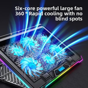 Cooler Ice King Cross-Border New Product K15 6-core Fan Cooling RGB Laptop Cooler Cooling Pad Laptop <b>Stand</b> - Product Image 3