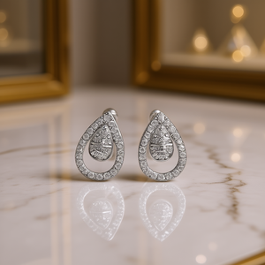 Pendientes de diamantes de oro blanco Mgk, corte de pera, color G, piedra natural, joyería de boda de lujo para mujer, certificado Ngtc - Product Image 2