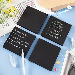 Cute black solid color simple memo pad Creative student DIY message sticky note paper 50 sheets