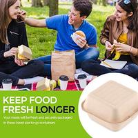 Boîte alimentaire rapide en bagasse de canne à sucre, écologique, biodégradable, recyclable, avec logo, pour vente en gros, à emporter, type coquille, étanche