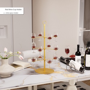 Porte-verres à vin pliable à trois niveaux, en fer, décoration créative pour la maison et les mariages, porte-gobelets - Product Image 2