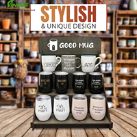 Présentoir de comptoir portable en bois à 3 niveaux, léger et pré-assemblé, pour salons d'artisanat, présentation de savons, bijoux CBD, épices, tasses et vente au détail