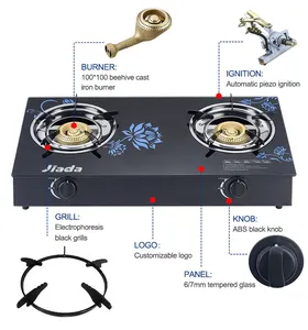 Hot Selling Low Price High Quality 2 Burner Tampered Glass Top Gas Stove