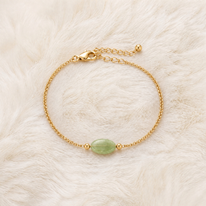 Pulsera de cadena de oro con cuentas ovaladas de aventurina, elegante, para uso diario, personalizable, venta al por mayor OEM/ODM - Product Image 3