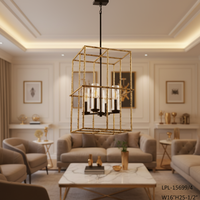OEM ODM Suspension LED rectangulaire à cadre, design américain artisanal simple, type bougie E12, garantie 1 an, pour salon