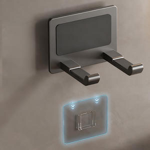 Support mural pour sèche-cheveux en plastique sans perçage, étagère de rangement pour salle de bain, organisateur de maison - Product Image 6