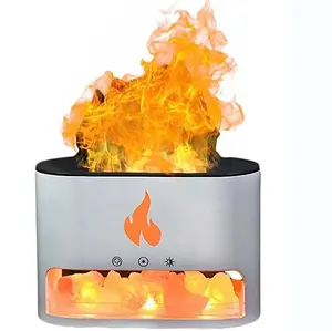 250mlUSB火山3D炎火ヒマラヤ塩石ランプ加湿器アロマ香りエッセンシャルオイルディフューザーホームギフト用