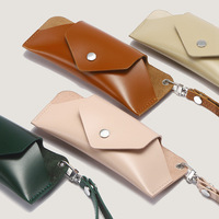 Étui à lunettes en PU personnalisé avec logo, motif uni, style simple, emballage portable, boîte en cuir mince, rigide, marque OEM