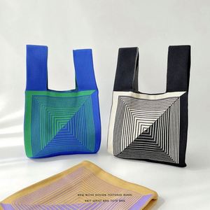 Wholesale Custom <b>Printed</b> Logo Colorful Knitted Handbag Fashion Knitting Wrist Tote Bag - Product Image 2