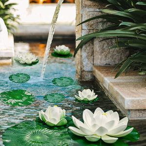9 pièces <span class=keywords><strong>de</strong></span> lotus artificiels réalistes flottants en <span class=keywords><strong>mousse</strong></span>, nénuphars artificiels pour <span class=keywords><strong>aquarium</strong></span>, réservoir, maison, <span class=keywords><strong>jardin</strong></span>, patio, étang - Product Image 2