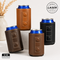 Manchon isotherme personnalisé en similicuir magnétique gravable au laser de 12 oz avec aimant pour cadeaux d'entreprise