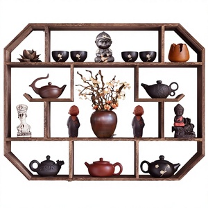 Étagère murale en bois antique de style chinois, octogonale, pour théière, vitrine à bibelots - Product Image 2