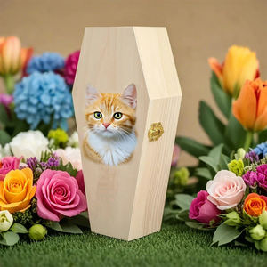 Urnes de crémation en bois pour animaux de compagnie avec photo et figurines imprimées de style moderne pour souvenir de chien et de chat - Product Image 5